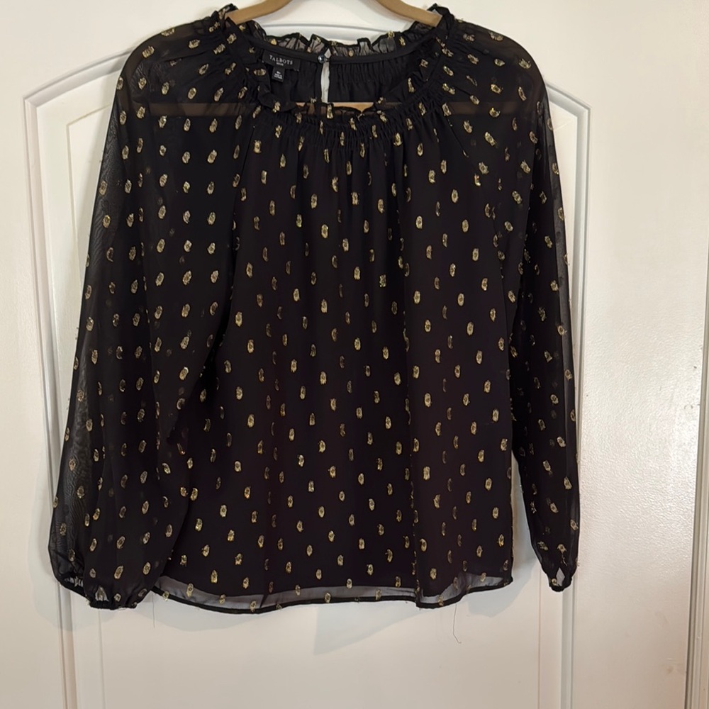 Black and Gold Women's popover Talbots Top